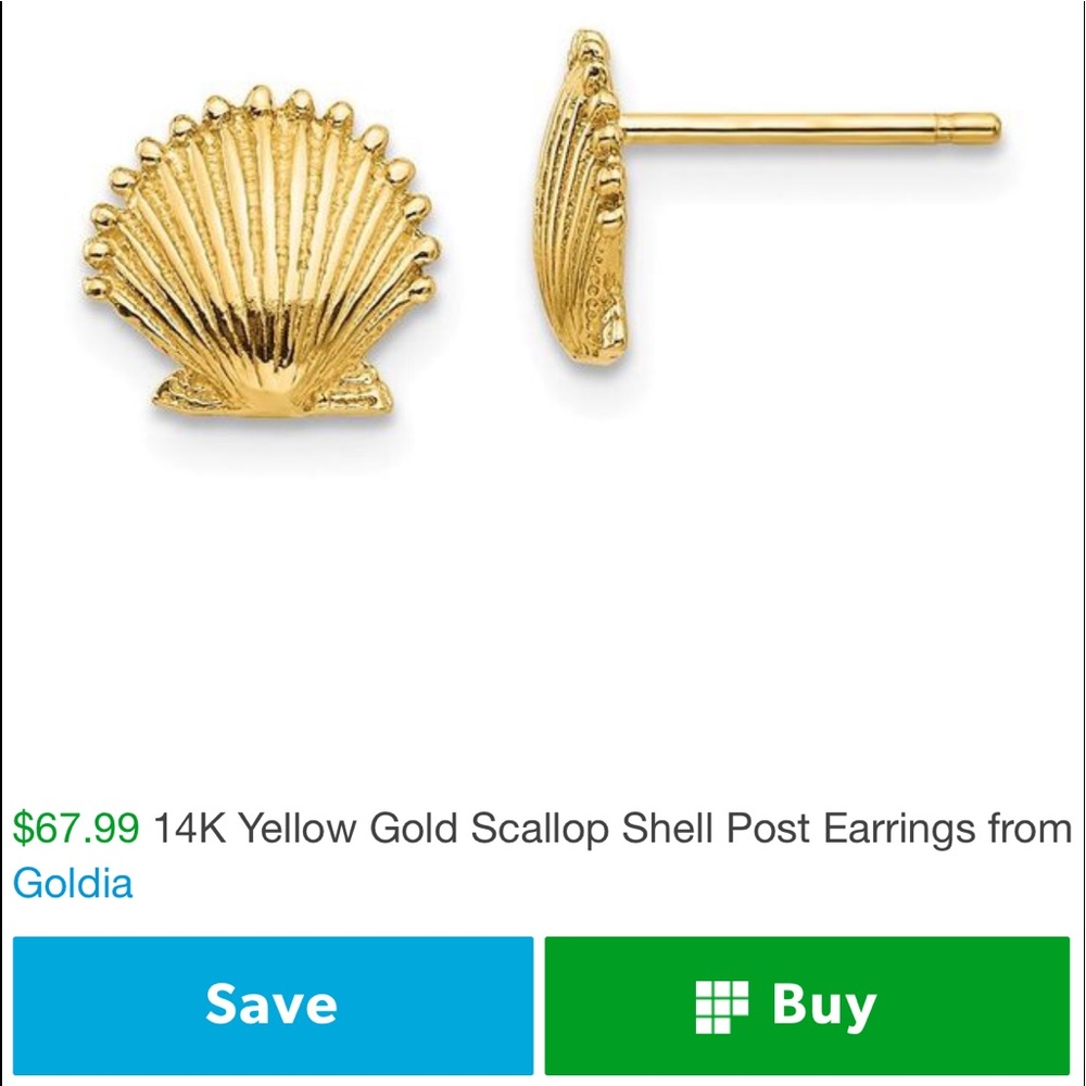 New 14kt Gold overlay scallop shell earrings